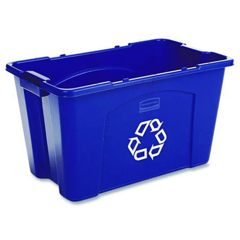 Rubbermaid Commercial 18 Gallon Polyethylene Stacking Recycle Bin - Blue