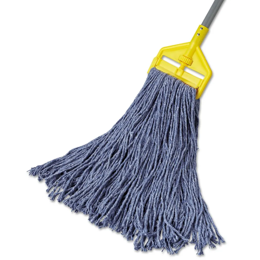 Rubbermaid Commercial 24 oz. 1 in. Band Cotton/Synthetic Cut-End Blend Mop Head - Blue (12/Carton)
