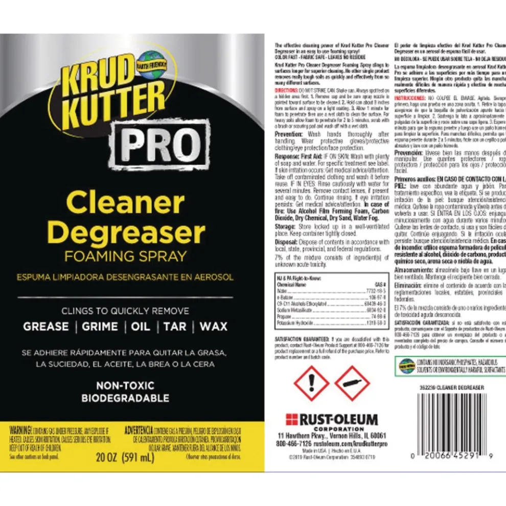 Rust-Oleum 20 oz. Aerosol Can Cleaner Degreaser Foaming Spray (6/Carton)