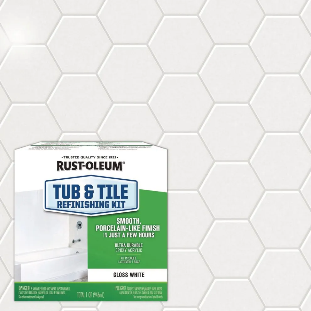 Rust-Oleum Specialty Tub and Tile Refinishing Kit, Gloss White, Quart, 4 Kits/Carton