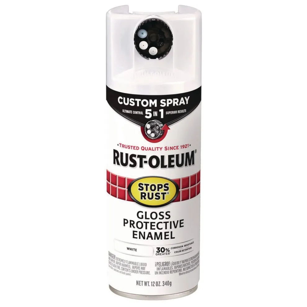 Rust-Oleum Stops Rust 5-in-1 Spray Paint, Gloss White, 12 oz Aerosol Can, 6/Carton
