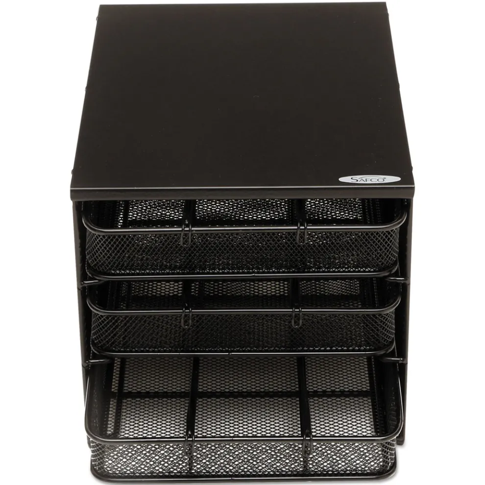 Safco 11.5 in. x 8.25 in. x 8.25 in. 7 Compartments 3 Drawer Hospitality Organizer - Black