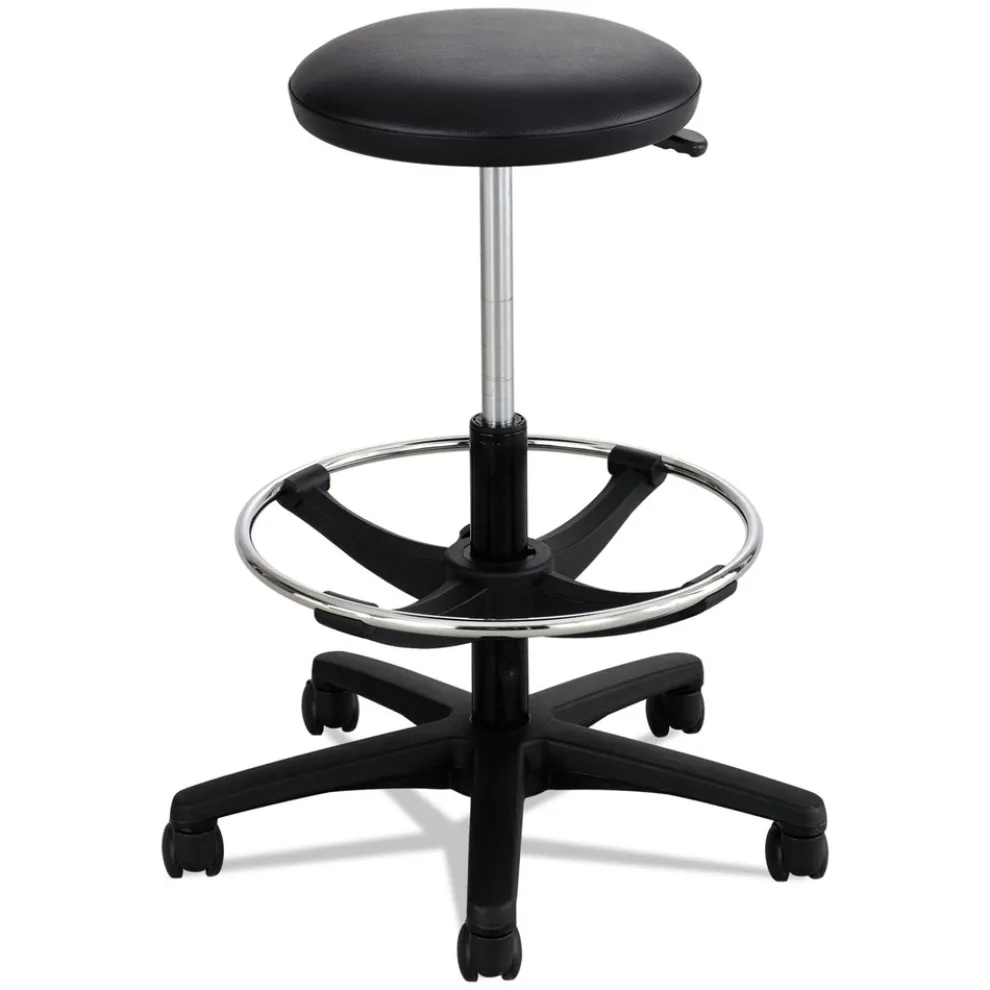 Safco Extended-Height Lab Stool, Backless, Supports Up To 250 Lb, 22-in To 32-in Seat Height, Black