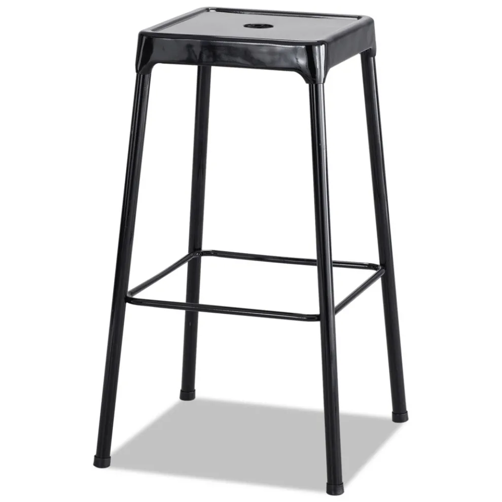 Safco Supports Up to 250 lbs. 29 in. Seat Height Bar-Height Steel Stool, Backless - Black