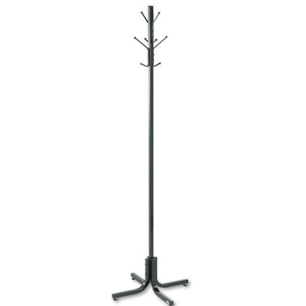 Safco 21w x 21d x 70h Four Ball-Tipped Double-Hooks Metal Costumer - Black