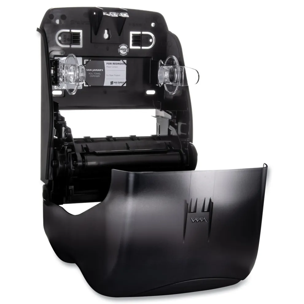 San Jamar 12.38 in. x 9.5 in. x 14.63 in. Simplicity Mechanical Roll Dispenser - Black Pearl