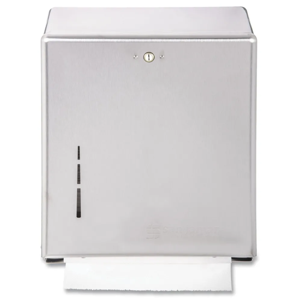 San Jamar 11.38 in. x 4 in. x 14.75 in. C-Fold/Multifold Towel Dispenser - Stainless Steel