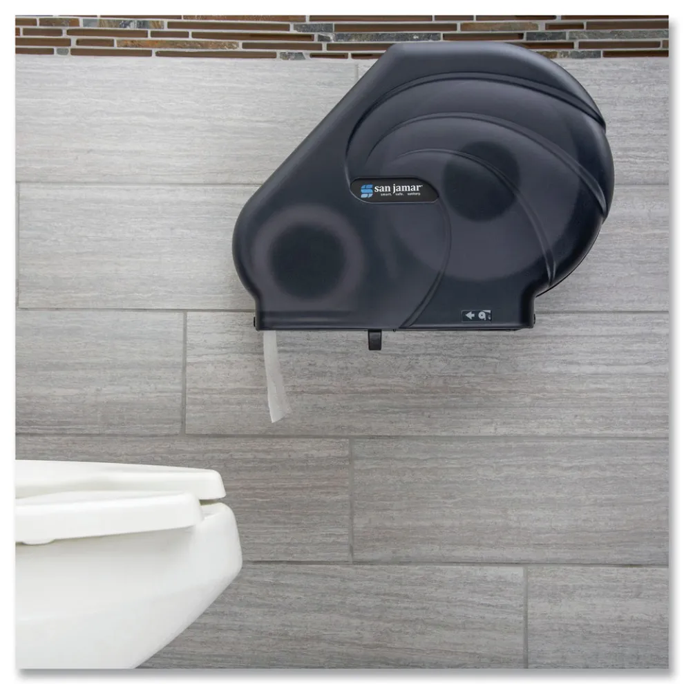 San Jamar Oceans Reserva 16.75 in. x 5.5 in. x 12.25 in. Jumbo Tissue Dispenser with Stub - Black Pearl