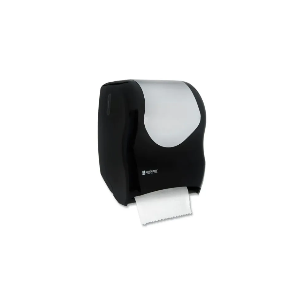 San Jamar T1370BKSS 16.75 in. x 10 in. x 12.5 in. Tear-N-Dry Touchless Roll Towel Dispenser - Black/Silver
