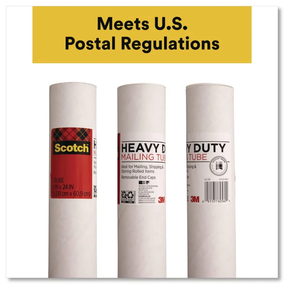 Scotch Mailing Tube 24-in Long 2-in Diameter White 12/Carton