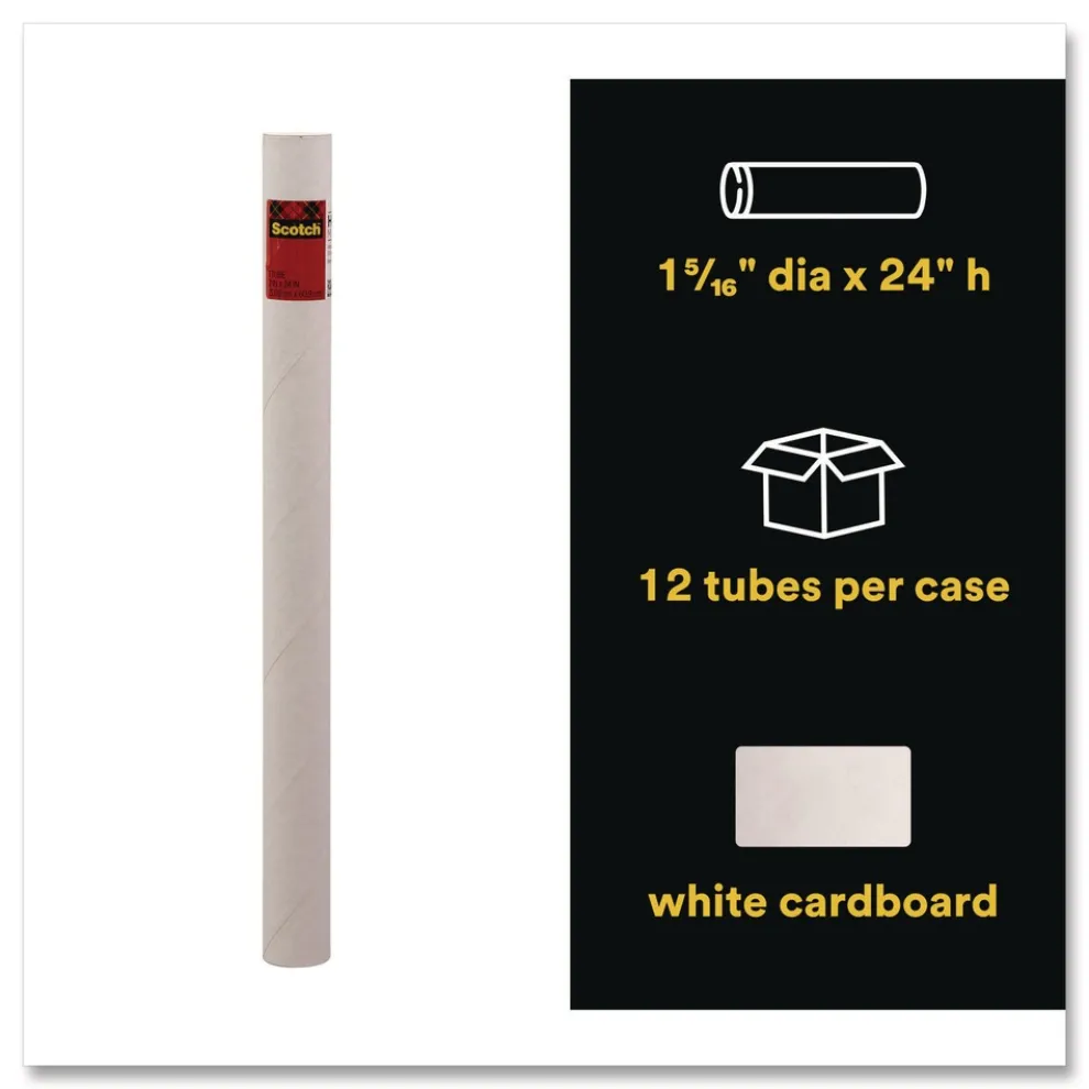 Scotch Mailing Tube 24-in Long 2-in Diameter White 12/Carton