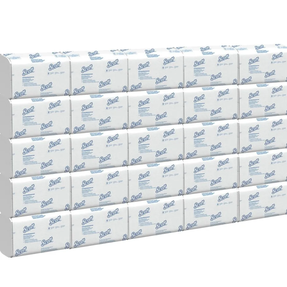 Scott 01960 7.8 in. x 12.4 in. 1-Ply Pro Scottfold Towels - White (25 Packs/Carton)