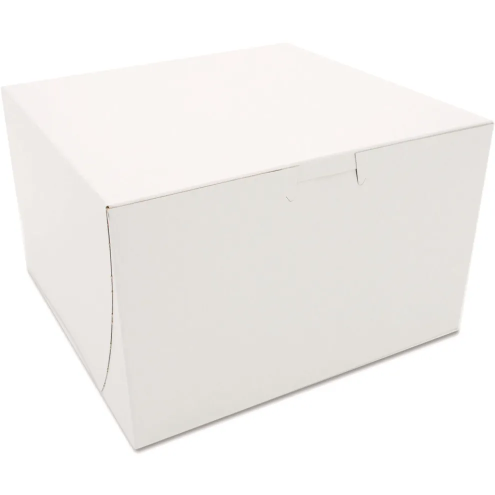 SCT 9455 8 in. x 8 in. x 5 in. One-Piece Non-Window Paper Bakery Boxes - White (100/Carton)