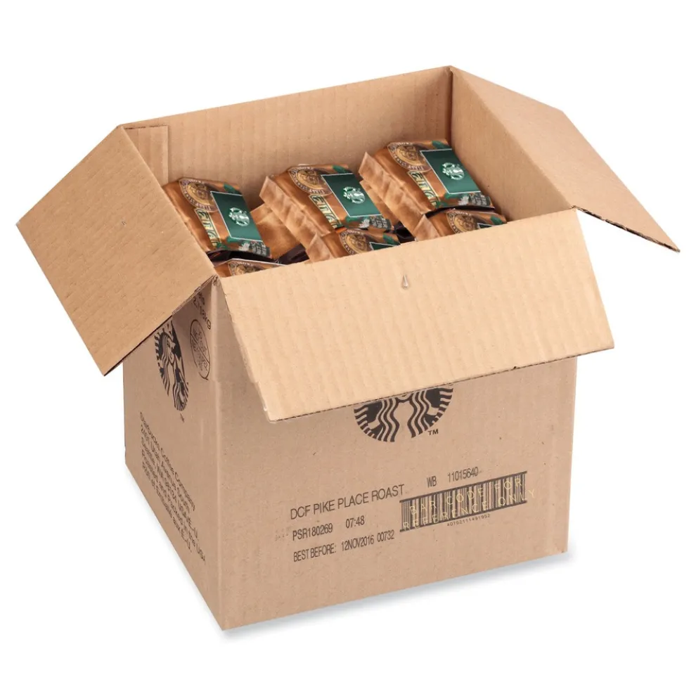 Starbucks SBK12540222CT 1 lbs. Bag Decaffeinated Whole Bean Coffee - Pike Place (6/Carton)