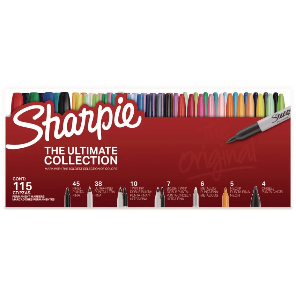 Sharpie Permanent Markers Ultimate Collection - Assorted Tip Sizes/Types/Assorted Colors (115/Pack)