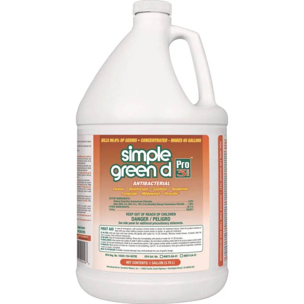 Simple Green 3310200601001 1 gal. Bottle d Pro 3 Plus Antibacterial Concentrate - Herbal (6/Carton)