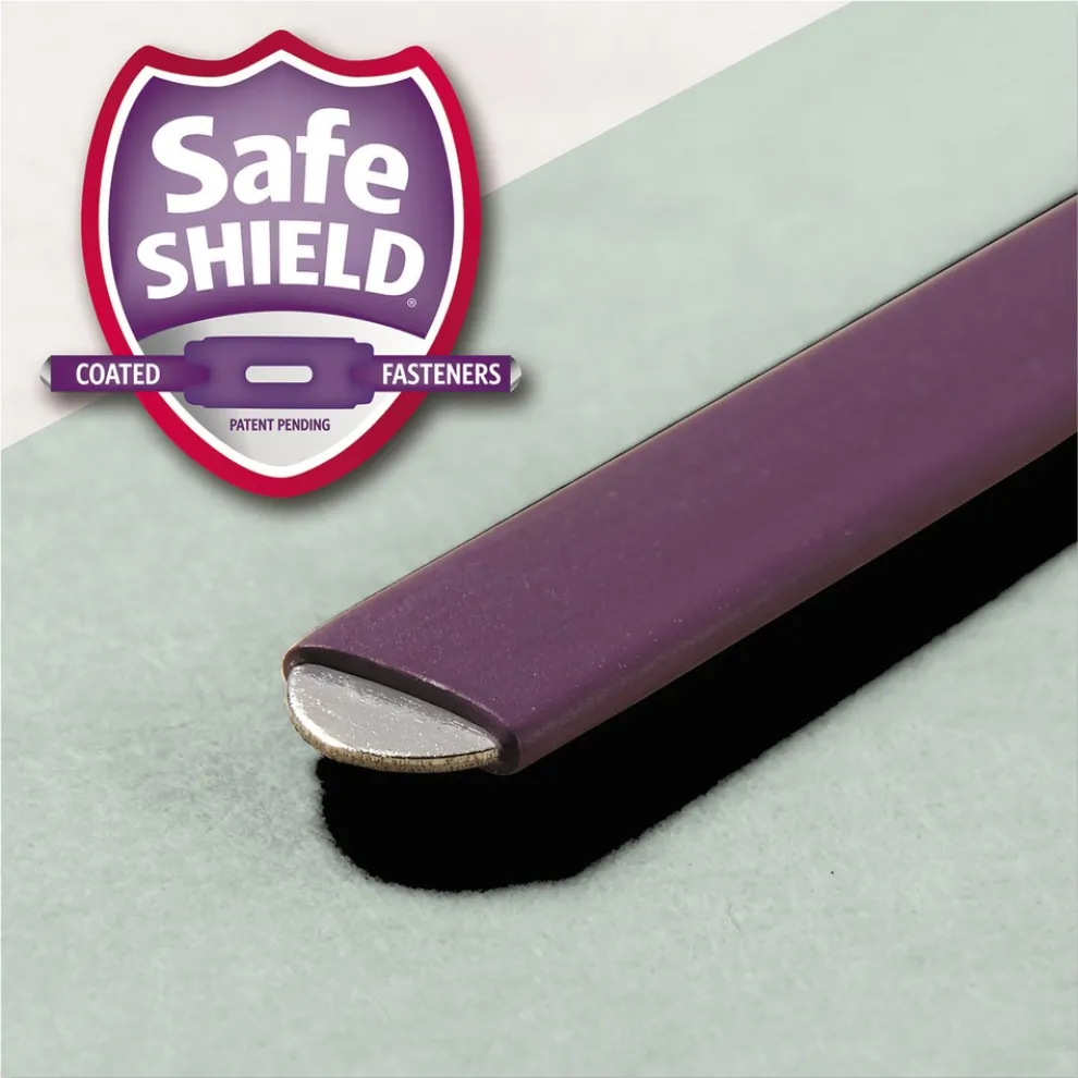 Smead 1 in. Expansion Recycled Pressboard 1/3-Cut Tab Fastener Folders with Two SafeSHIELD Fasteners - Legal Size/Gray-Green (25/Box)
