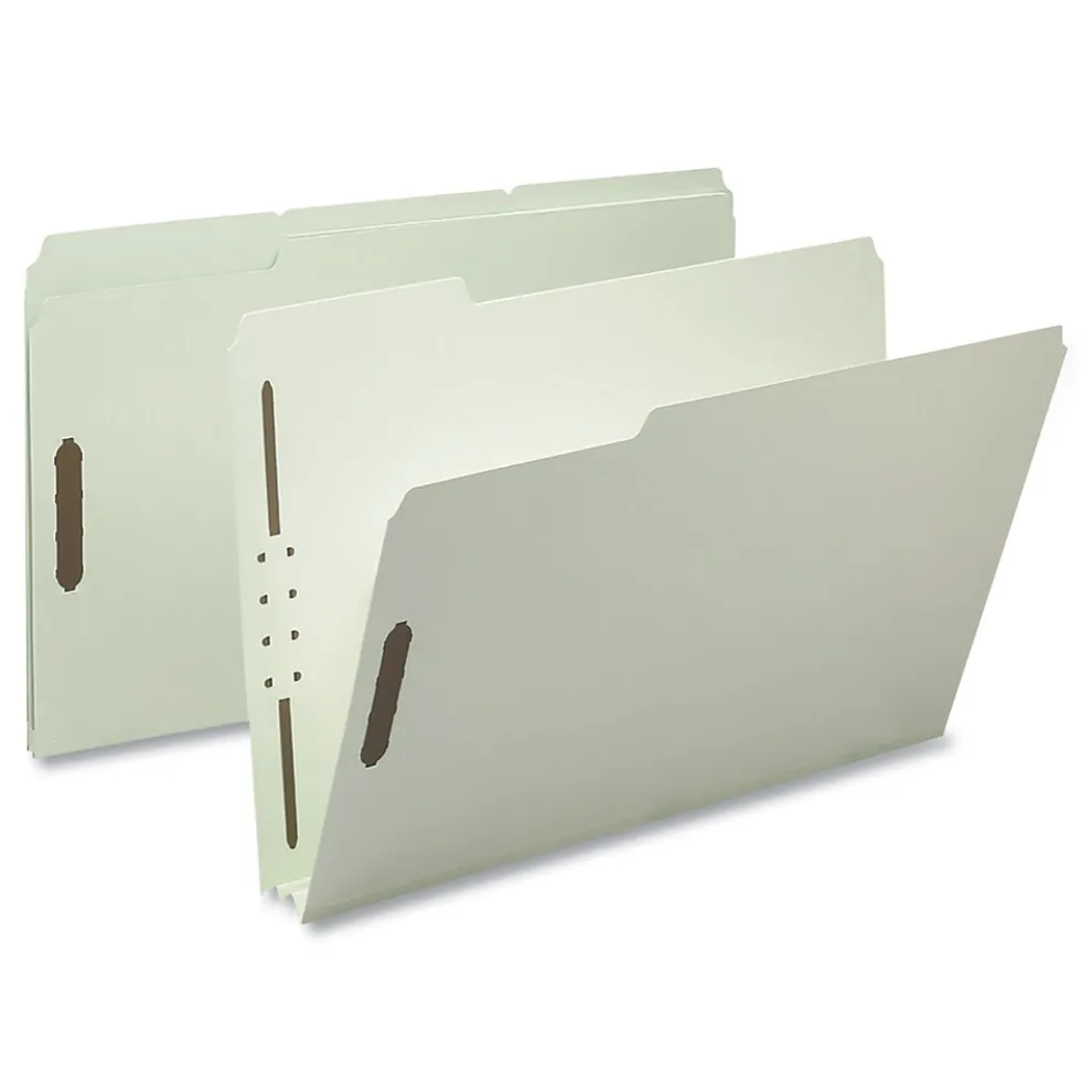 Smead 2 in. Expansion Recycled Pressboard Fastener Folders - Gray-Green Exterior/Legal Size (25/Box)