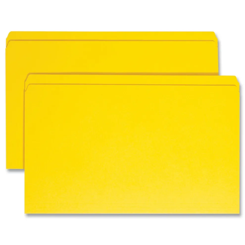 Smead 0.75 in. Expansion Straight Tabs Legal Size Reinforced Top Tab Colored File Folders - Yellow (100/Box)