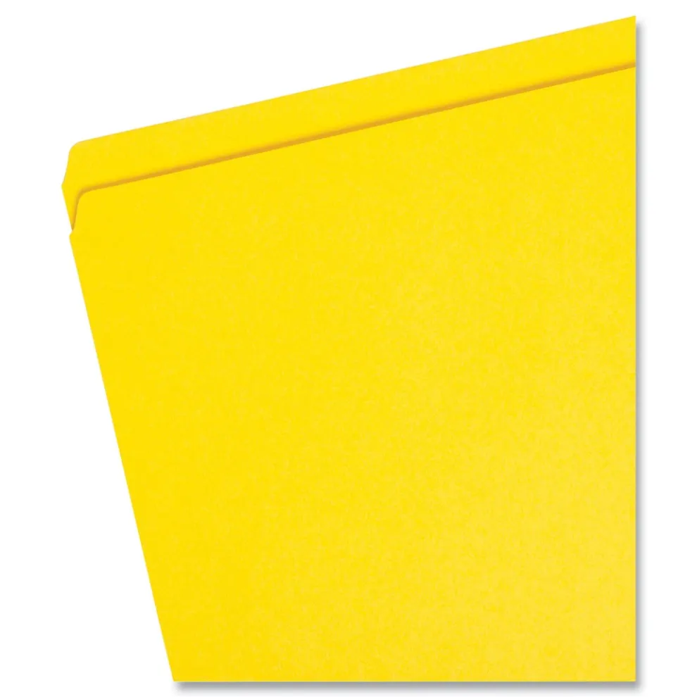 Smead 0.75 in. Expansion Straight Tabs Legal Size Reinforced Top Tab Colored File Folders - Yellow (100/Box)