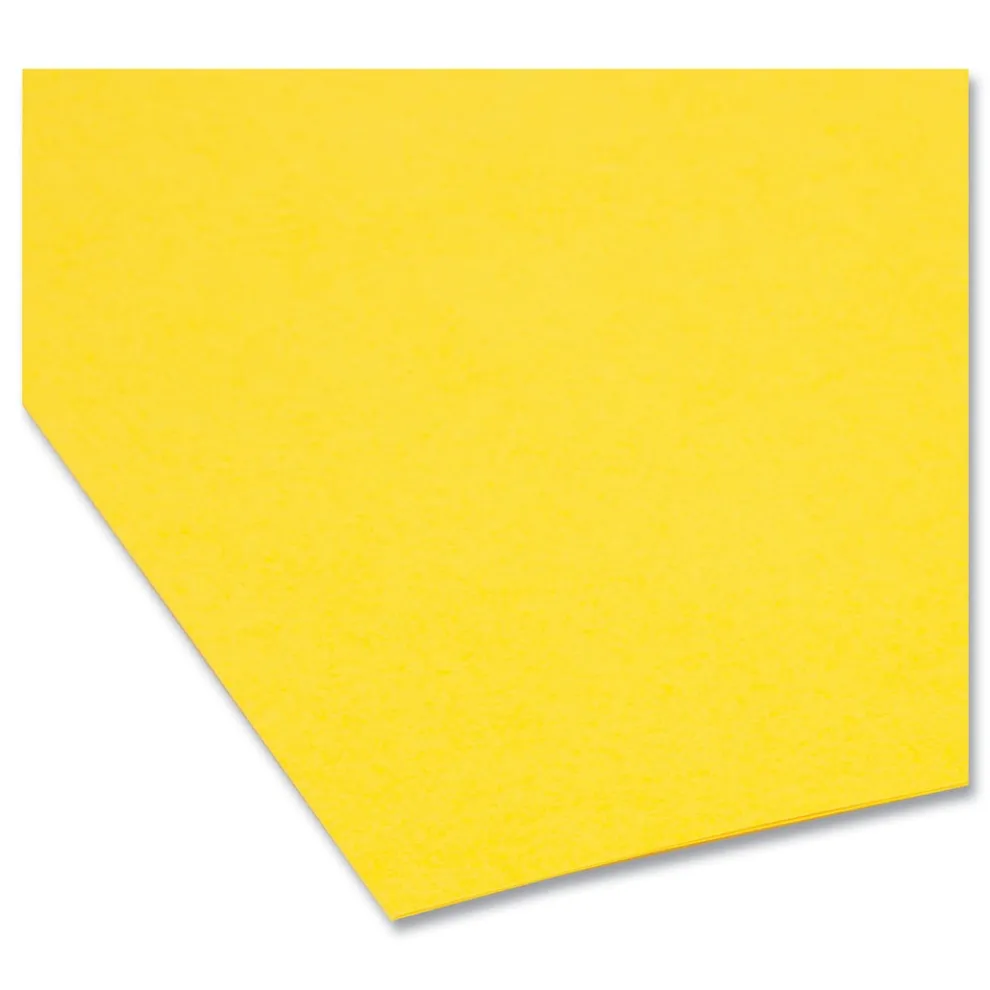 Smead 0.75 in. Expansion Straight Tabs Legal Size Reinforced Top Tab Colored File Folders - Yellow (100/Box)