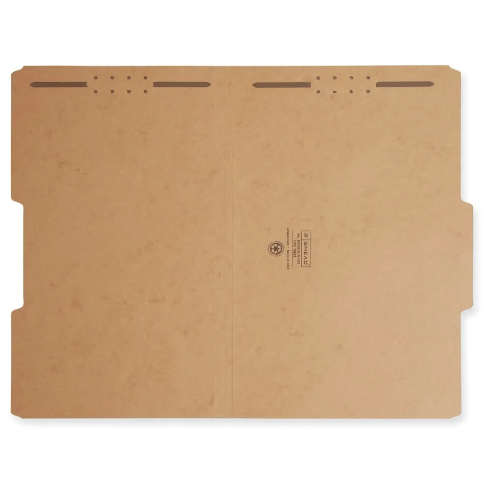 Smead 0.75 in. Expansion 2/5-Cut Top Tab 17-pt Kraft Fastener Folders, 2 Fasteners - Legal Size/Kraft (50/Box)