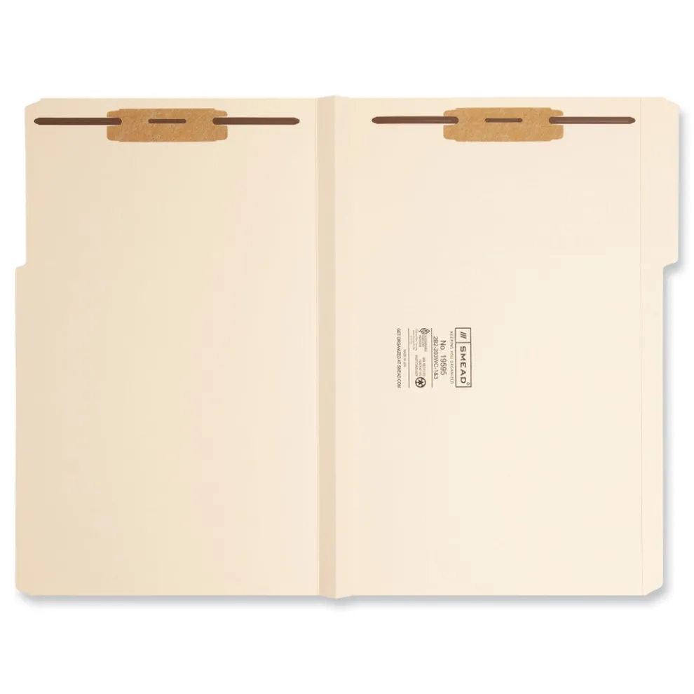 Smead 1.5 in. Expansion Top Tab Fastener Folders, 2 Fasteners - Legal Size/Manila Exterior (50/Box)
