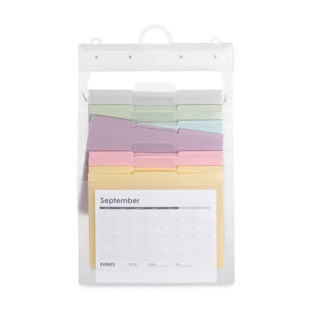 Smead 14.25 in. x 24.25 in. Letter Size Cascading Wall Organizer - Blue/Clear/Gray/Green/Orange/Pink/Purple