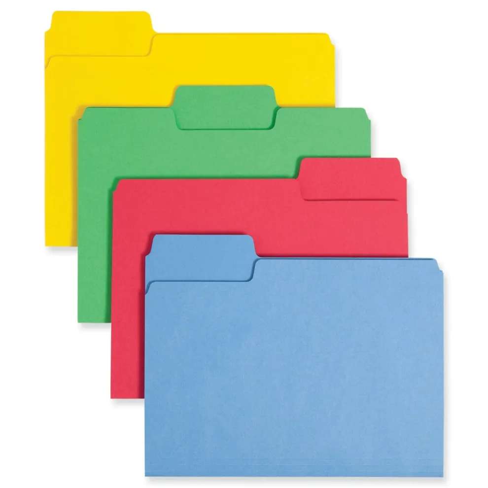 Smead SuperTab 0.75 in. Expansion Letter Size Colored File Folders - Color Assortment 1 (24/Pack)