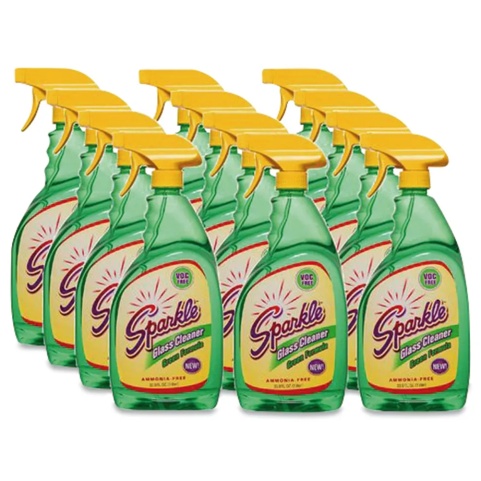 Sparkle 33.8 oz. Bottle Green Formula Glass Cleaner (12/Carton)