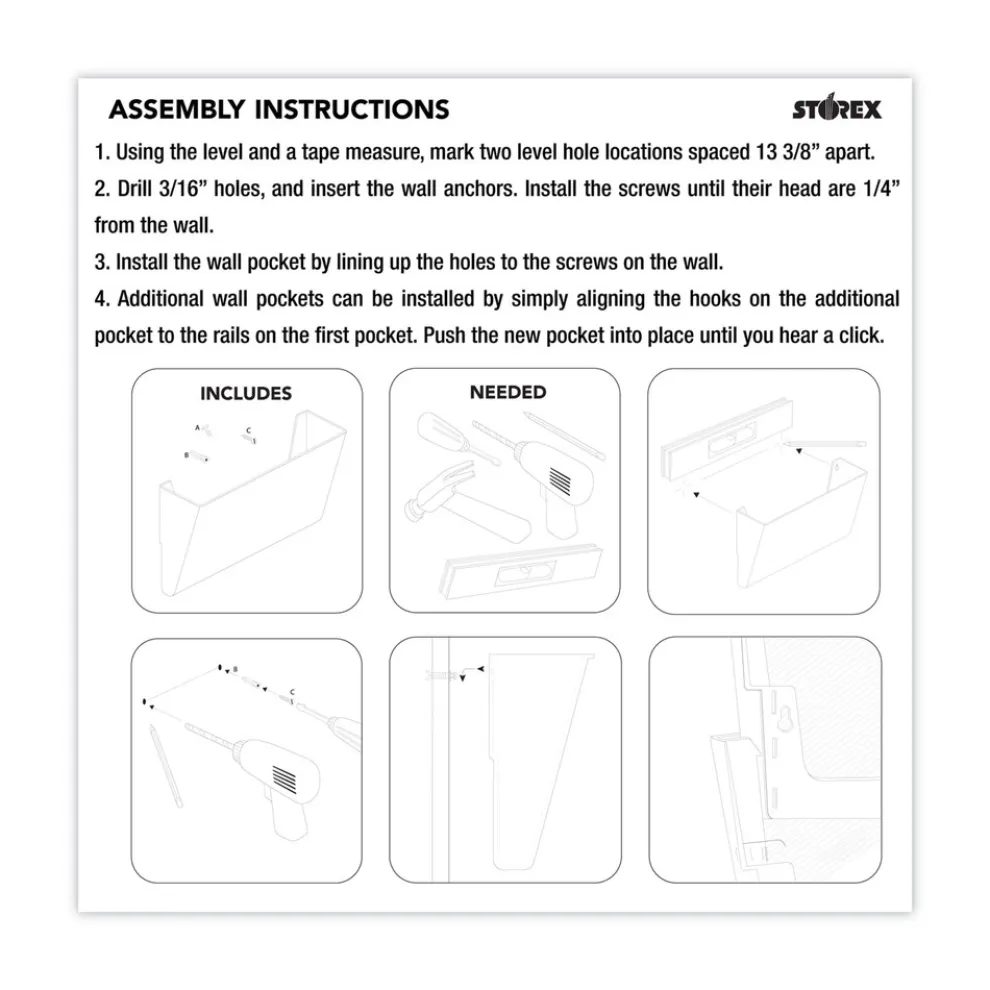 Storex 16 in. x 4 in. x 7 in. Legal Size Wall File - Smoke