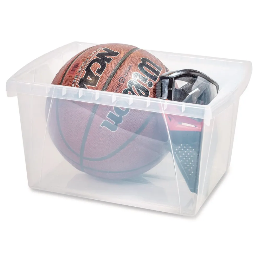 Storex Storage Bins, with Snap-On Lid, 4 gal, 11.25 x 13.53 x 7.87, Translucent, 6/Pack