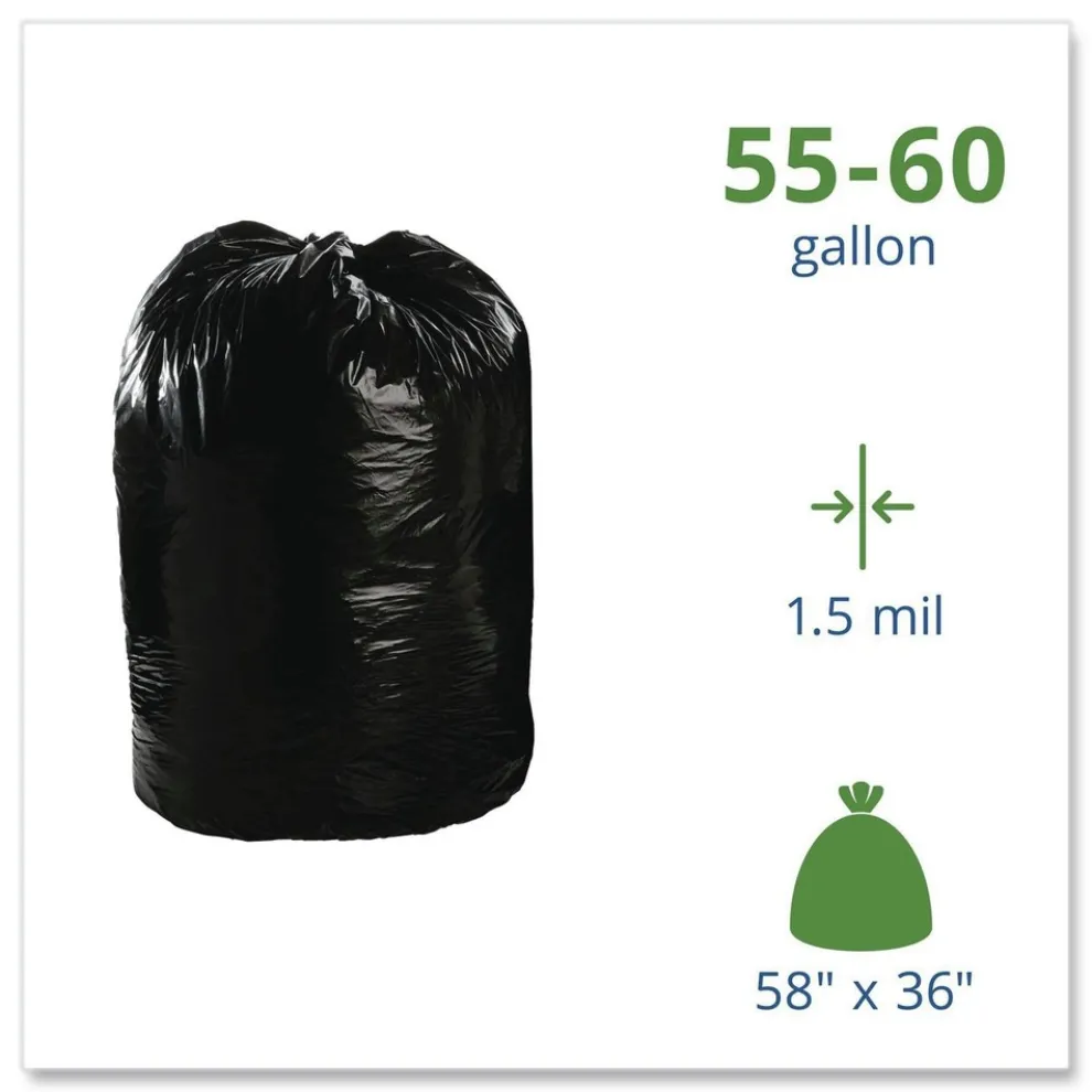 Stout by Envision 36 in. x 58 in. 1.5 mil. 60 Gallon Total Recycled Content Plastic Trash Bags - Brown/ Black (100/Carton)