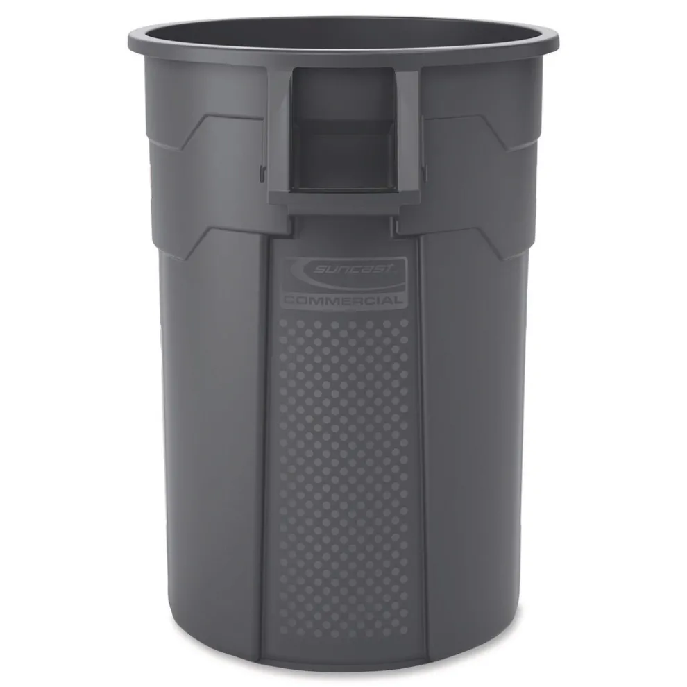 Suncast Commercial Injection Molded Utility Trash Can, 44 gal, Plastic/Resin, Gray