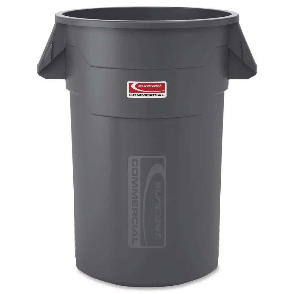 Suncast Commercial Injection Molded Utility Trash Can, 44 gal, Plastic/Resin, Gray