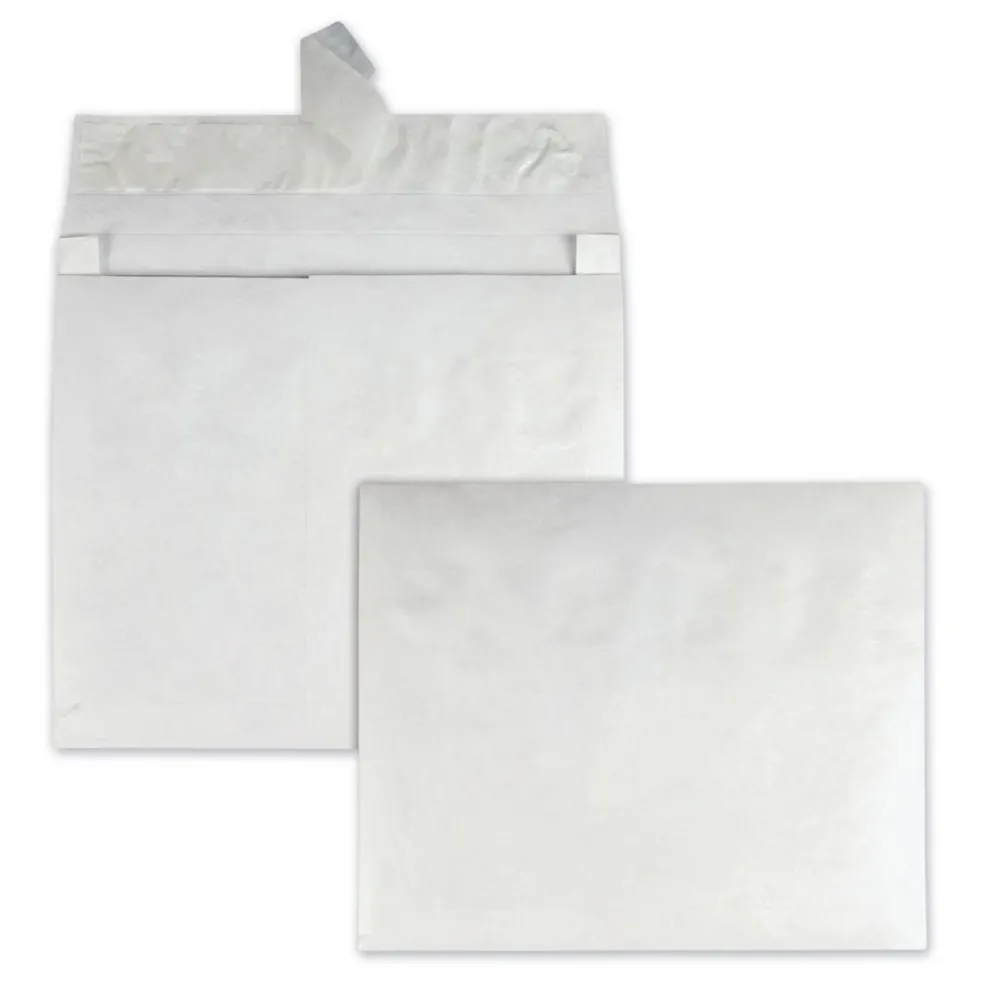 Survivor Tyvek 10 x 13 18 lb. Heavyweight Square Flap Open End Expansion Mailers - White (100/Carton)