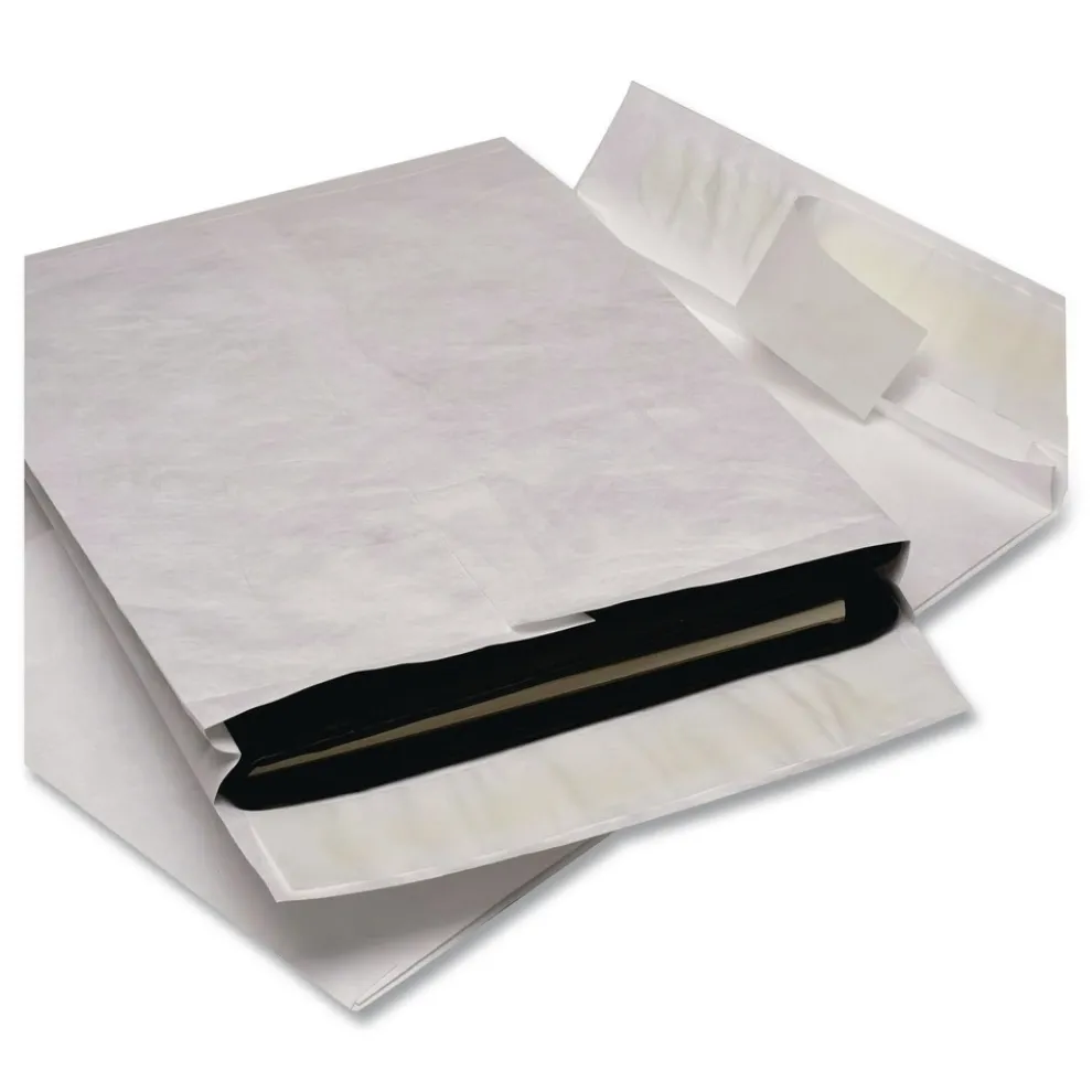 Survivor Tyvek 10 x 13 18 lb. Heavyweight Square Flap Open End Expansion Mailers - White (100/Carton)