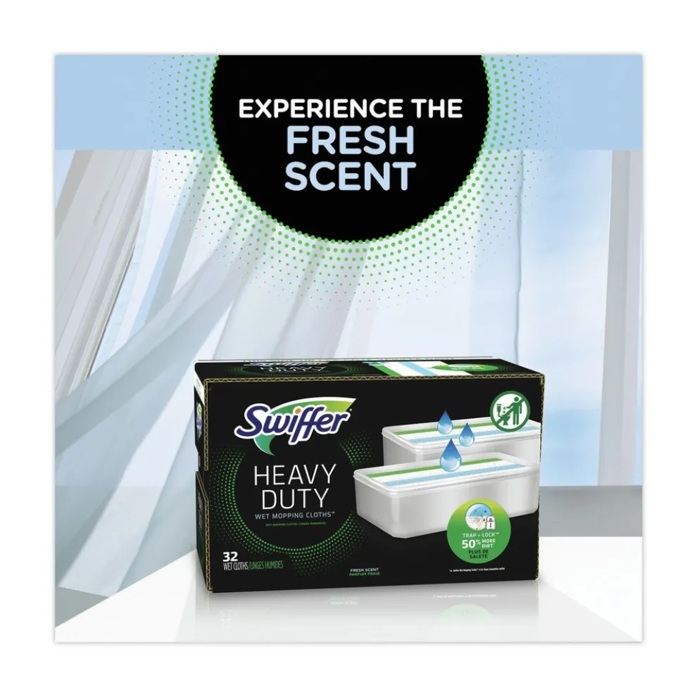 Swiffer 10 in. x 8 in. Heavy-Duty Wet Refill Cloths - Open Window Fresh (120/Carton)