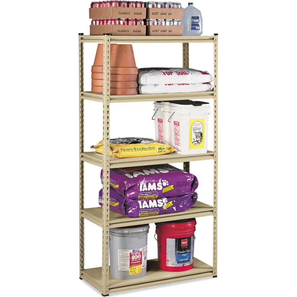 Tennsco Stur-D-Stor 36.5 in. W x 18.5 in. D x 72 in. H Five-Shelf Shelving - Sand