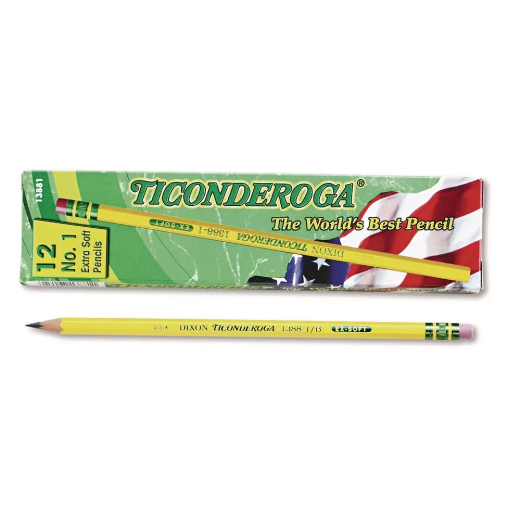 Ticonderoga B (No. 1) Pencils - Black Lead/Yellow Barrel (1-Dozen)