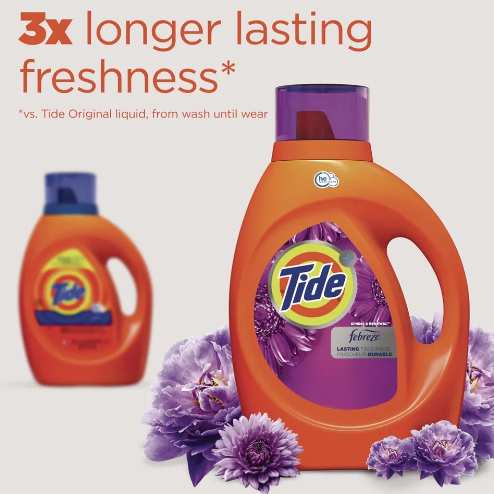 Tide Plus Febreze 84 oz. Bottle HE Liquid Laundry Detergent - Spring and Renewal (4/Carton)
