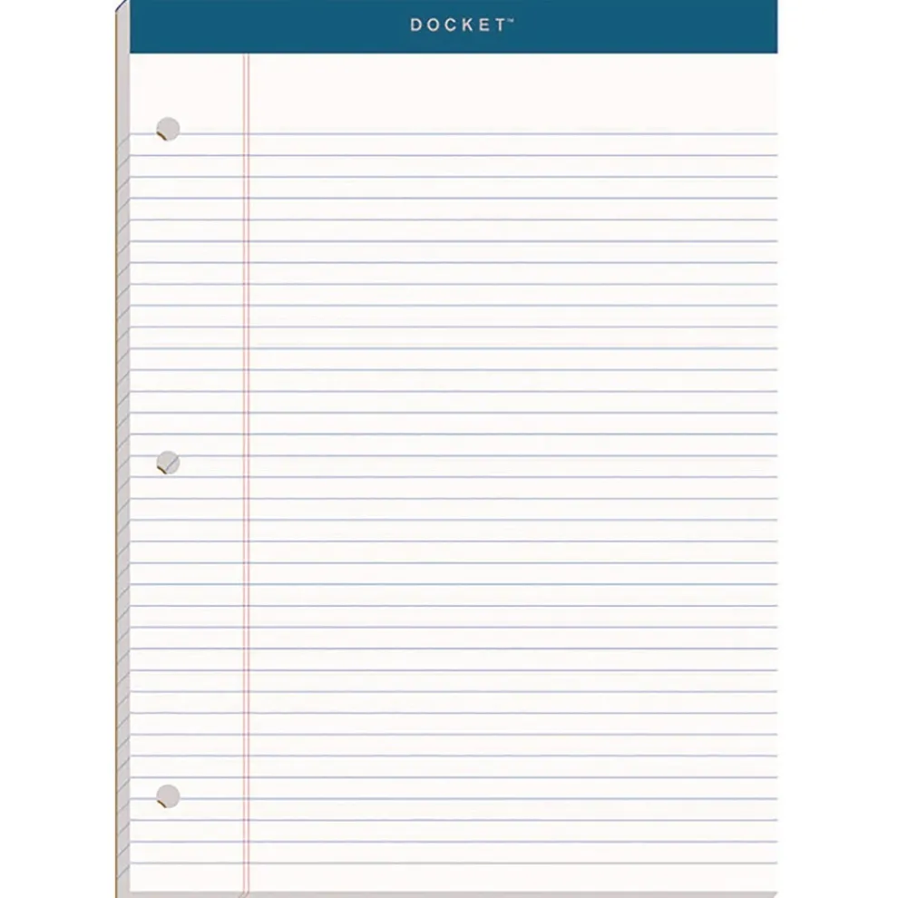 TOPS 8.5 in. x 11.75 in. Double Docket Pads with Extra Sturdy Back - White (100-Sheets/Pad)