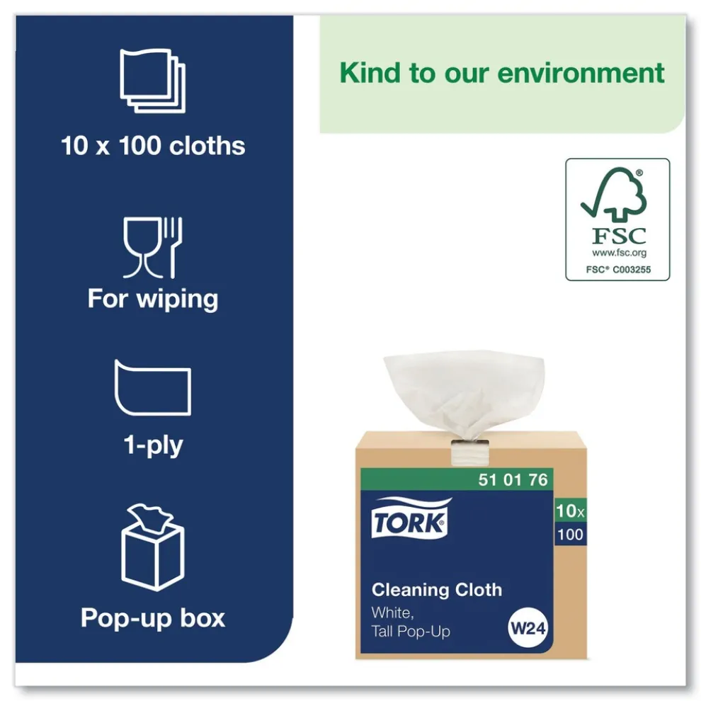 Tork 510176 8.46 in. x 16.13 in. Cleaning Cloth - White (1000/Carton)