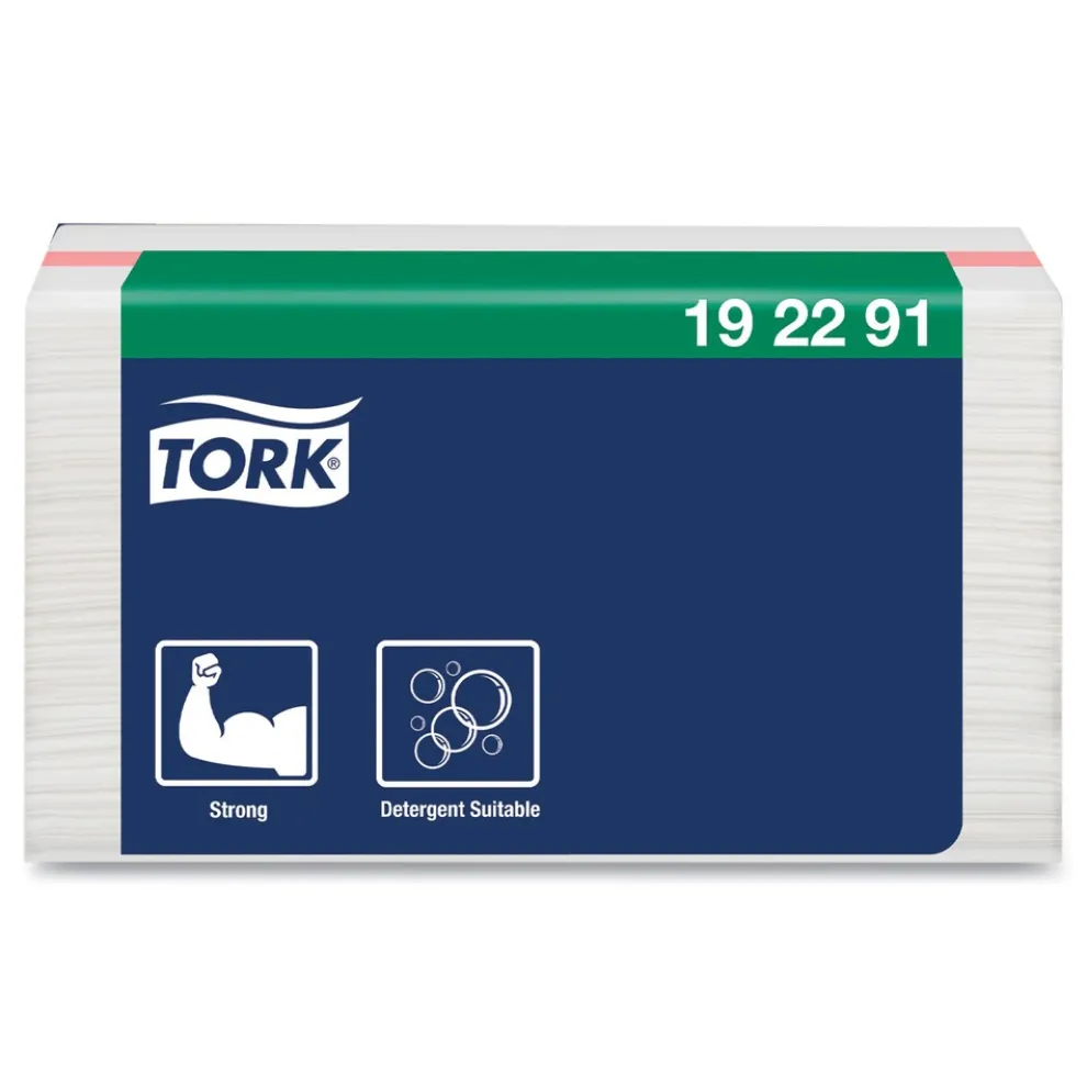 Tork 11.75 in. x 14.75 in. 1-Ply Small Pack Foodservice Cloth - Unscented/White/Red Stripe (4/Carton)