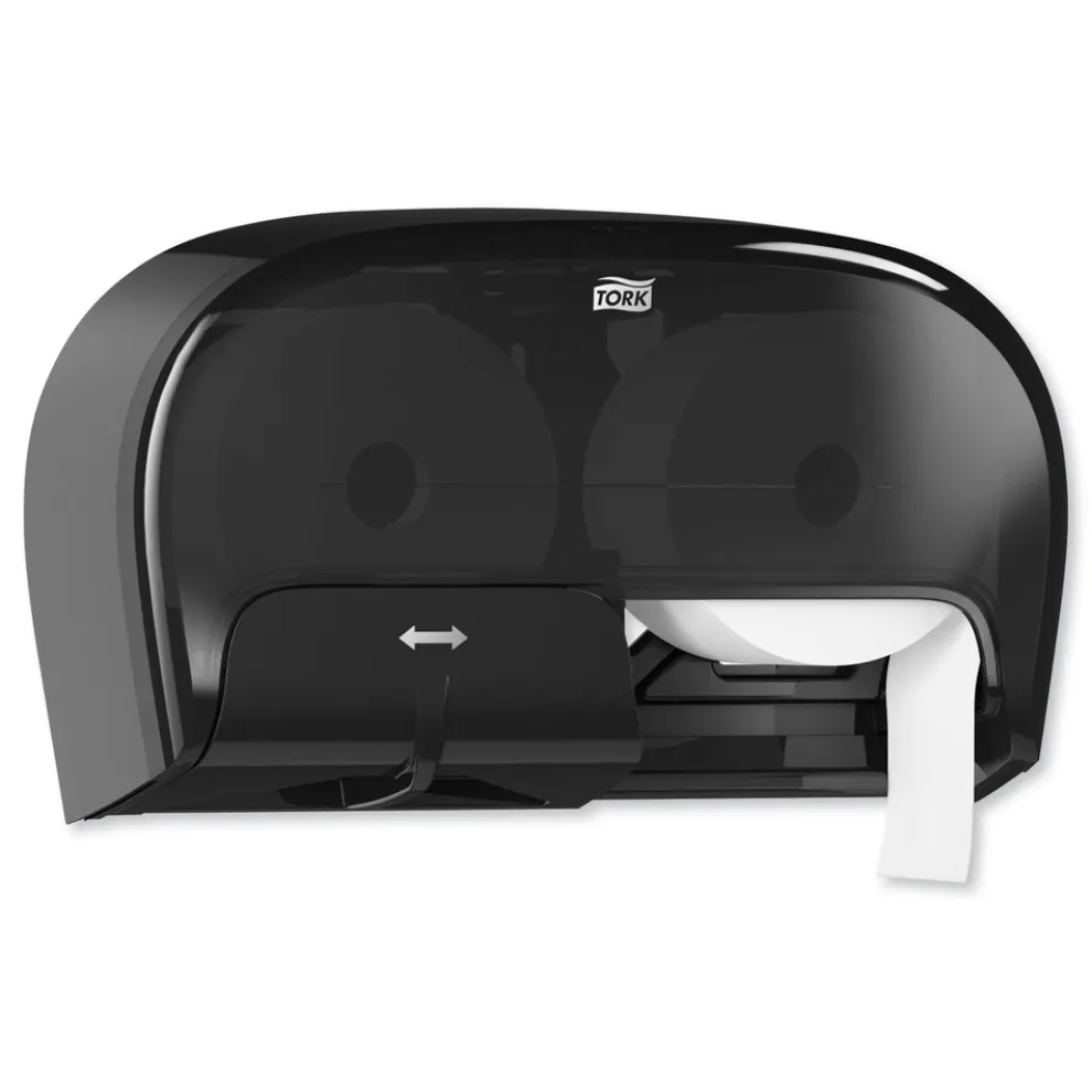 Tork 16.62 in. x 5.25 in. x 9.93 in. High Capacity Bath Tissue Roll Dispenser for OptiCore - Black (1/Carton)