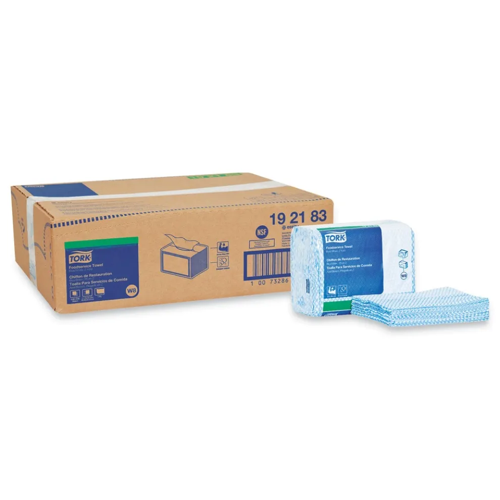 Tork 11.75 x 14.75 1-Ply Small Pack Foodservice Cloth - Blue/White/Unscented (4/Carton)
