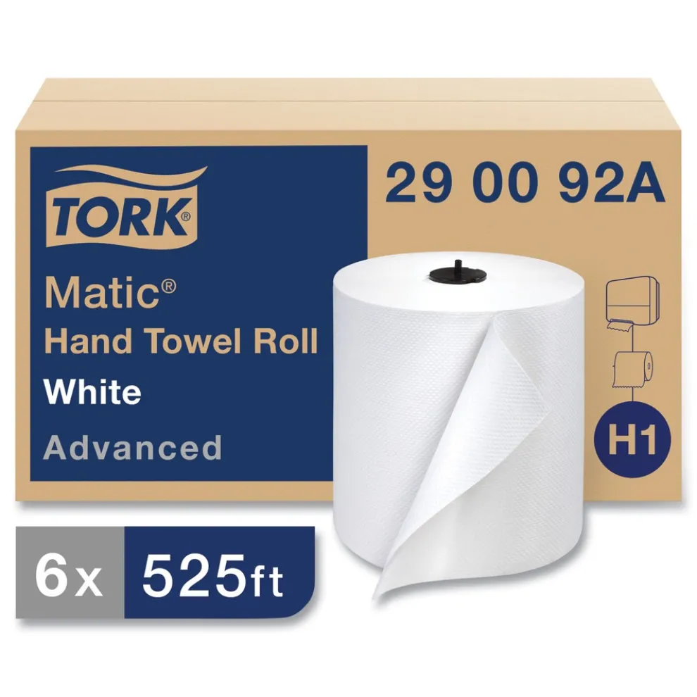 Tork 290092A Advanced Matic 7.7 in. x 525 ft. 2-Ply Hand Towel Roll - White (6/Carton)