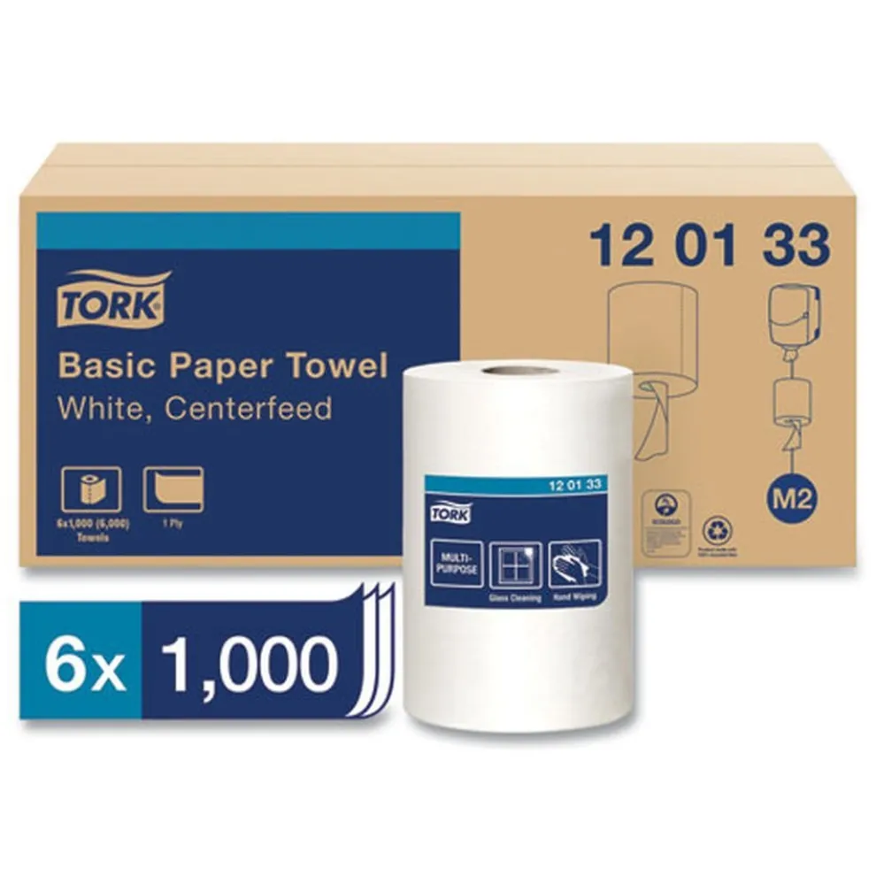 Tork Advanced 1-Ply 8.25 in. x 11.8 in. Centerfeed Hand Towels - White (6/Carton)