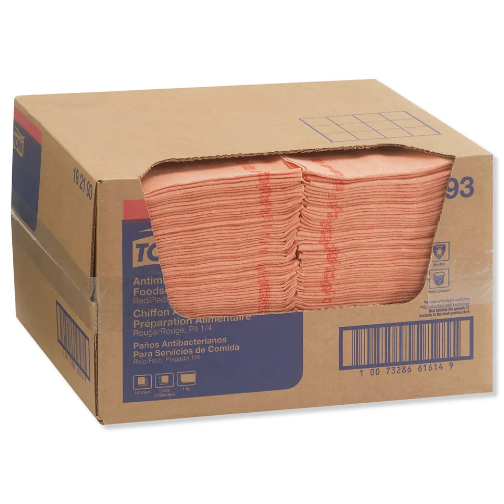 Tork 150/Carton 13 in. x 24 in. Odor Resistant Foodservice Cloths - Red