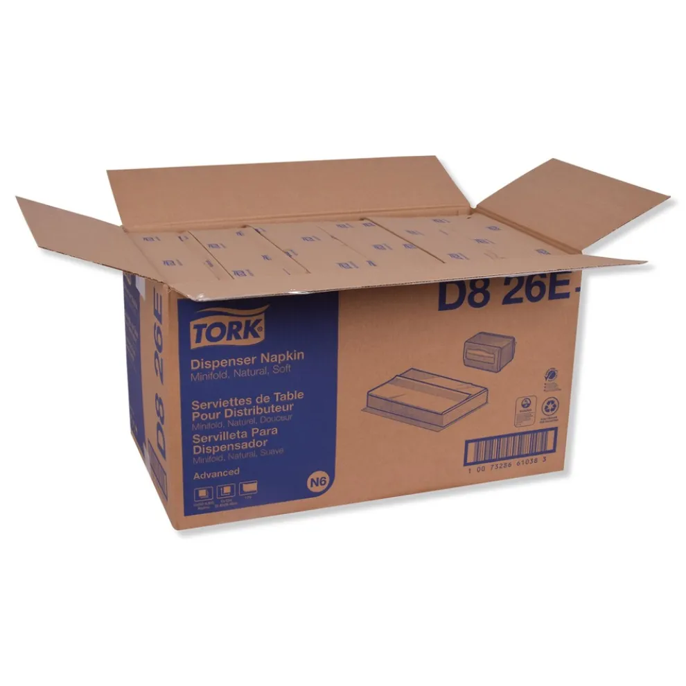 Tork 1-Ply 13 in. x 12 in. Advanced Soft Minifold Dispenser Napkins - Natural (6000/Carton)